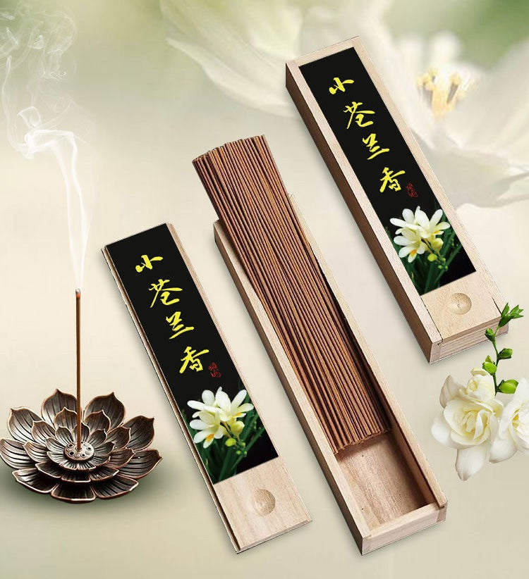 English Pear &Freesia &Traditional Asian Incense Sticks with Lotus Flower Holder, Natural Aroma, Wooden Gift Box