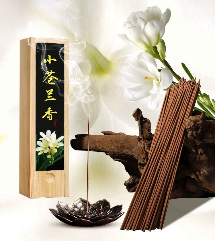 English Pear &Freesia &Traditional Asian Incense Sticks with Lotus Flower Holder, Natural Aroma, Wooden Gift Box