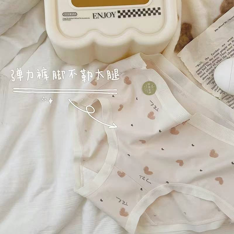Organic cotton Japanese female underwear with hearts