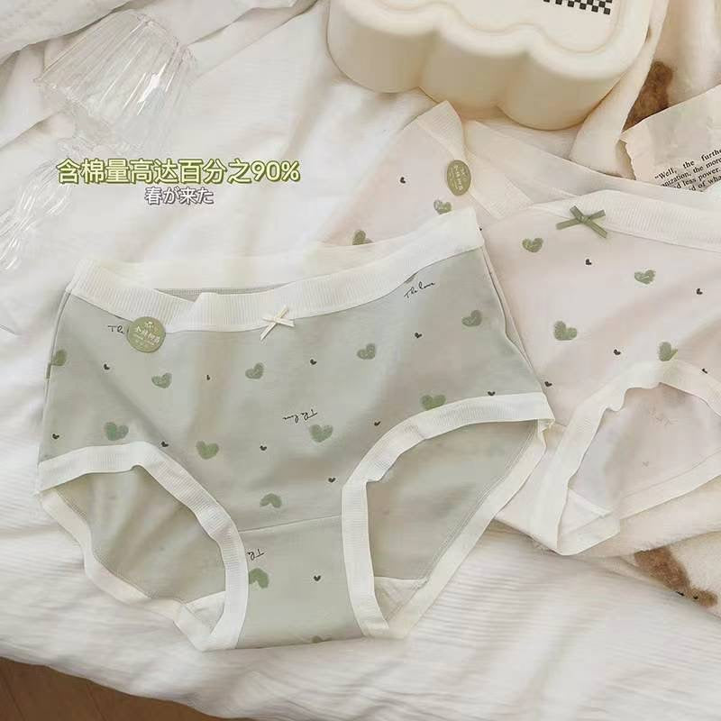 Organic cotton Japanese female underwear with hearts