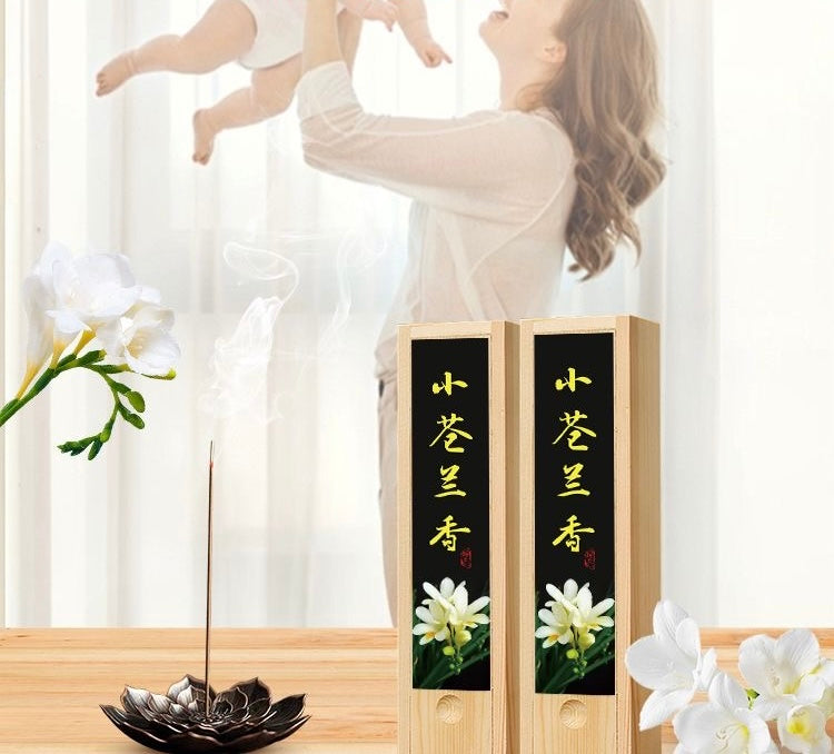English Pear &Freesia &Traditional Asian Incense Sticks with Lotus Flower Holder, Natural Aroma, Wooden Gift Box