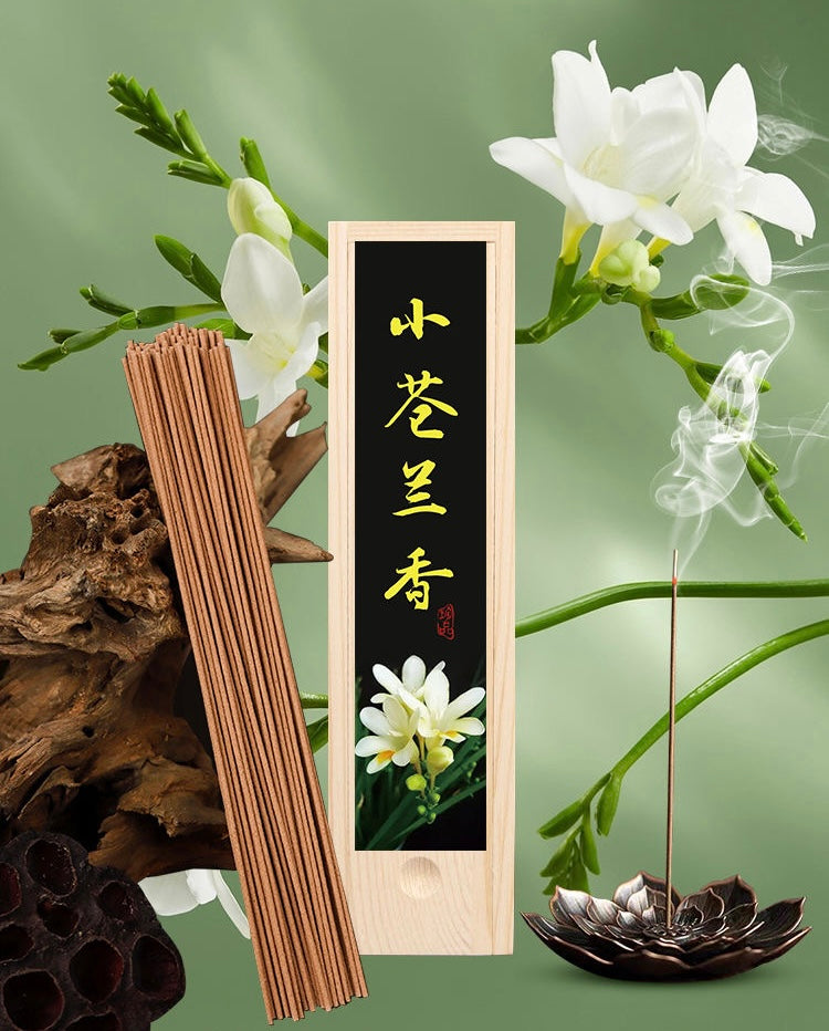 English Pear &Freesia &Traditional Asian Incense Sticks with Lotus Flower Holder, Natural Aroma, Wooden Gift Box