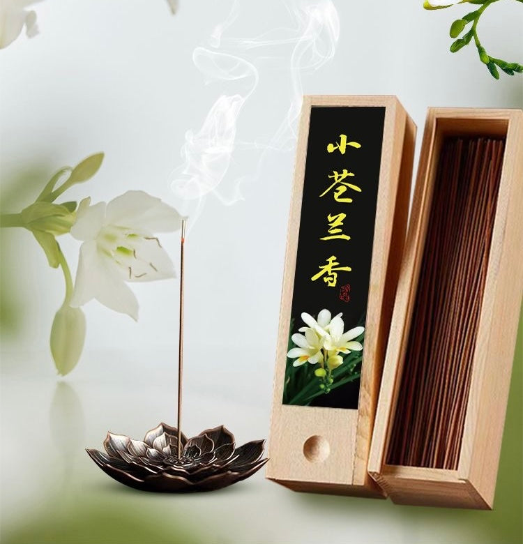 English Pear &Freesia &Traditional Asian Incense Sticks with Lotus Flower Holder, Natural Aroma, Wooden Gift Box