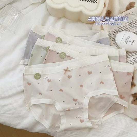 Organic cotton Japanese female underwear with hearts